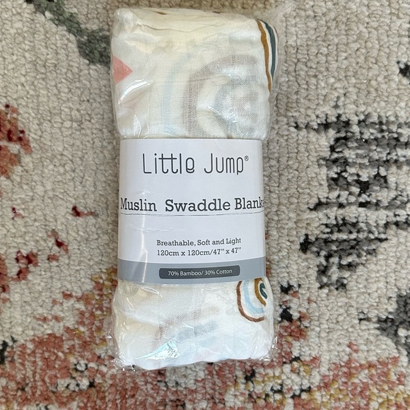 New Little Jump Bamboo Muslin Swaddle Blanket Rainbow Print Baby. NEW. 47”x47” - Picture 7 of 16